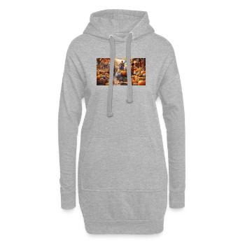 Pigeon mignon avec une citrouille au marché d’automne - Sweat-shirt à capuche long Femme - gris chiné - Devant