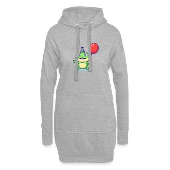 Grenouille de fête avec ballon - Sweat-shirt à capuche long Femme - gris chiné - Devant
