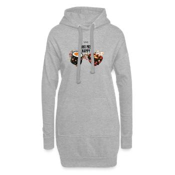 Toi, tu es maki miso heureuse - Sweat-shirt à capuche long Femme - gris chiné - Devant