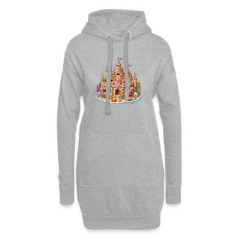 Coquillages de château de sable côtiers - Sweat-shirt à capuche long Femme - gris chiné - Devant