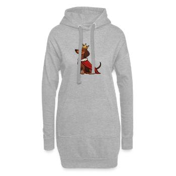 Fier teckel avec couronne – Chien royal - Sweat-shirt à capuche long Femme - gris chiné - Devant