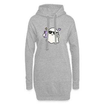 Selfie fantôme de la génération Z Kawaii Lunettes de soleil cool Spooky C - Sweat-shirt à capuche long Femme - gris chiné - Devant