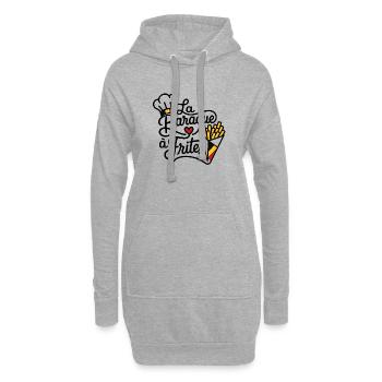 La Baraque à Frites — Design Belge - Sweat-shirt à capuche long Femme - gris chiné - Devant