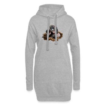 Détective Curieux du Terrier : Taupe Grossissante - Sweat-shirt à capuche long Femme - gris chiné - Devant