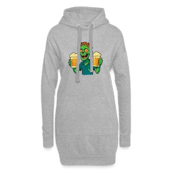Zombie heureux avec de la bière - Sweat-shirt à capuche long Femme - gris chiné - Devant