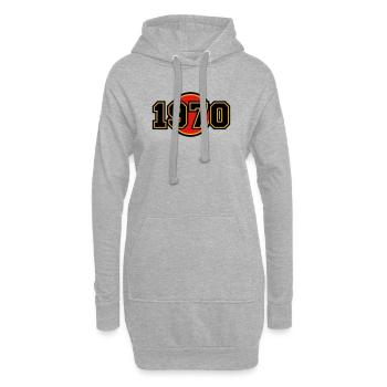 Logo rétro de l’année de naissance de 1970 - Sweat-shirt à capuche long Femme - gris chiné - Devant