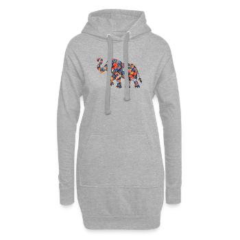 Motif floral d’éléphant en patchwork - Sweat-shirt à capuche long Femme - gris chiné - Devant