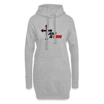 Jésus, c’est l’Amour - Sweat-shirt à capuche long Femme - gris chiné - Devant