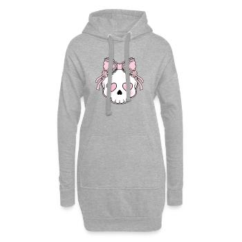Yeux en Cœur de Crâne Kawaii - Sweat-shirt à capuche long Femme - gris chiné - Devant