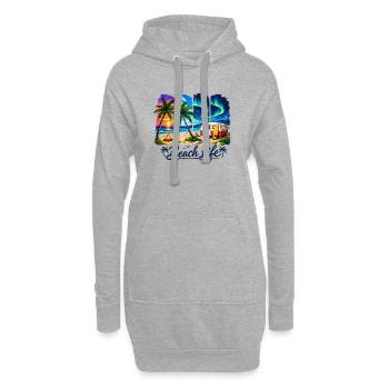 Vie à la plage : Coucher de soleil et camper - Sweat-shirt à capuche long Femme - gris chiné - Devant
