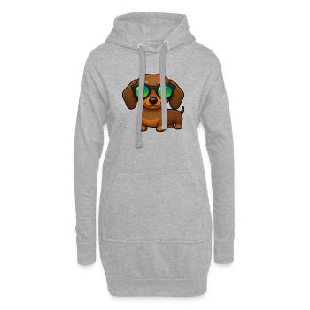 Dessin animé d’été du teckel avec des lunettes de soleil - Sweat-shirt à capuche long Femme - gris chiné - Devant