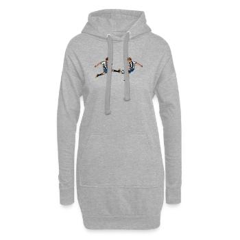 Deux garçons jouant au football – Art de l’esprit d’équipe sportif - Sweat-shirt à capuche long Femme - gris chiné - Devant