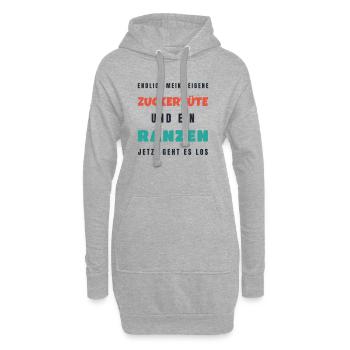 Endlich meine eigene Zuckertüte - Einschulung - Hoodie-Kleid - Grau meliert - Vorne