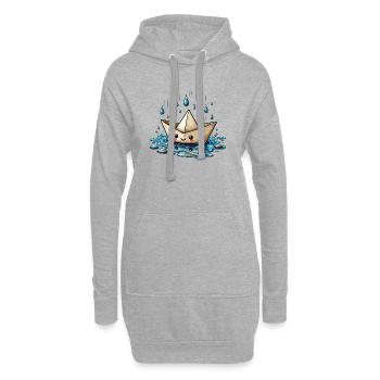 Origami Boot im Regen - Hoodie-Kleid - Grau meliert - Vorne