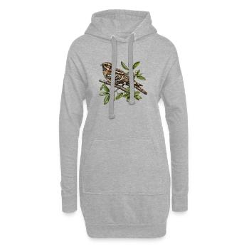Engoulevent  | Caprimulgus ruficollis - Sweat-shirt à capuche long Femme - gris chiné - Devant