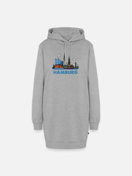 Hamburg Skyline Stadt - Hoodie-Kleid - Grau meliert