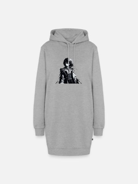 Gothic Manga Schattenheldin - Hoodie-Kleid - Grau meliert