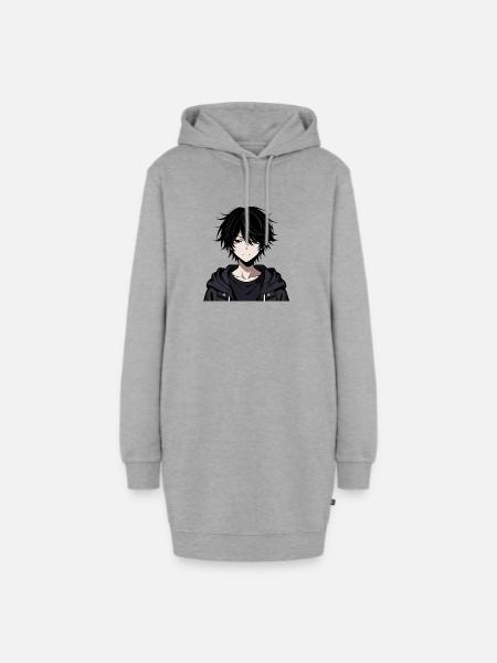 Schwarzer Schattenjunge Hoodie - Hoodie-Kleid - Grau meliert