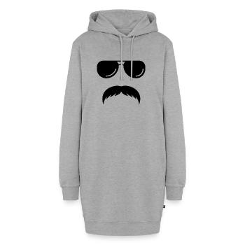 Großer Schnurrbart - Hoodie-Kleid - Grau meliert - Vorne - AI Model Female 172 light (172cm)
