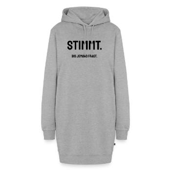 Stimmt. Bis jemand fragt. | Trockener Bürohumor - Hoodie-Kleid - Grau meliert - Vorne - AI Model Female 172 light (172cm)