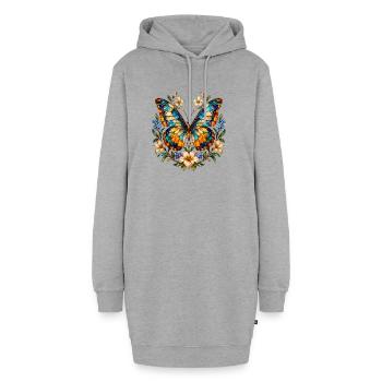 Schmetterlinge Schöner Schmetterling - Hoodie-Kleid - Grau meliert - Vorne - AI Model Female 172 light (172cm)