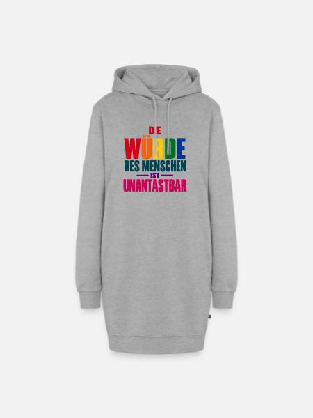 Die Würde des Menschen – Buntes Grundrechte-Motiv - Hoodie-Kleid - Grau meliert