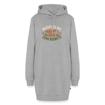 uddy Paws Happy Dog Zero Regrets – Lustiges Hundeh - Hoodie-Kleid - Grau meliert - Vorne - AI Model Female 172 light (172cm)