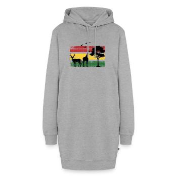Afrika Safaritour Tiere Africa Five Urlaub - Hoodie-Kleid - Grau meliert - Vorne - AI Model Female 172 light (172cm)