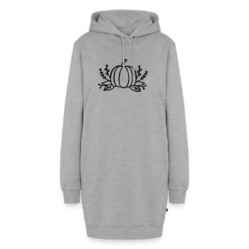 Line Art Kürbis Halloween Herbst - Hoodie-Kleid - Grau meliert - Vorne - AI Model Female 172 light (172cm)