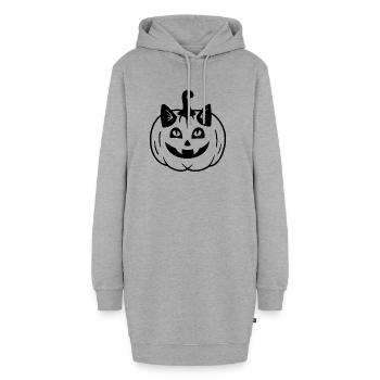 Halloween Katze Kürbiskopf - Schwarz - Hoodie-Kleid - Grau meliert - Vorne - AI Model Female 172 light (172cm)