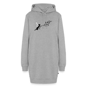 Schmetterlingdesign Pusteblumen Wiese Herzen Feen - Hoodie-Kleid - Grau meliert - Vorne - AI Model Female 172 light (172cm)