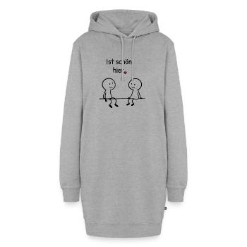 Ist schön hier. | Zwei Figuren mit Herz - Hoodie-Kleid - Grau meliert - Vorne - AI Model Female 172 light (172cm)