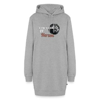 Reitbeteiligung im Herzen Geschenk für Pferdefreun - Hoodie-Kleid - Grau meliert - Vorne - AI Model Female 172 light (172cm)
