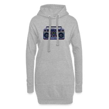 Pixel-Art Ghetto Blaster - Hoodie-Kleid - Grau meliert - Vorne