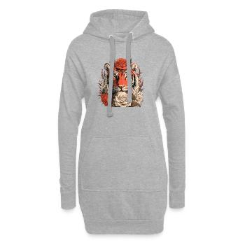 Tiger mit Blumenkrone - Hoodie-Kleid - Grau meliert - Vorne