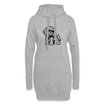 Havaneser mit Sonnenbrille – Cooler Hund - Hoodie-Kleid - Grau meliert - Vorne