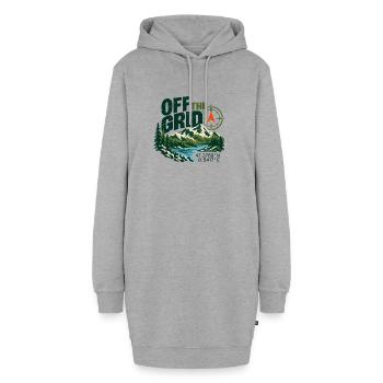 Off The Grid Berglandschaft Kompass - Hoodie-Kleid - Grau meliert - Vorne - AI Model Female 172 light (172cm)