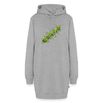 Grünalgen Zellkette – Mikroskopische Naturkunst - Hoodie-Kleid - Grau meliert - Vorne - AI Model Female 172 light (172cm)