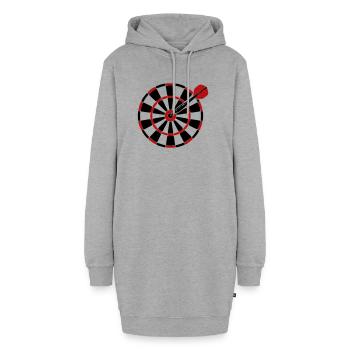 Dartscheibe Pfeil Grafik - Hoodie-Kleid - Grau meliert - Vorne - AI Model Female 172 light (172cm)