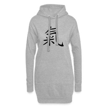 kanji de l'énergie de la vie - Sweat-shirt à capuche long Femme - gris chiné - Devant