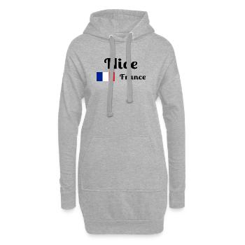Nice France- Imprimés élégants - Sweat-shirt à capuche long Femme - gris chiné - Devant