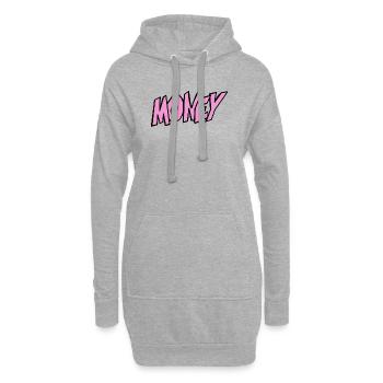 Geld-Illustration mit Lebendiger Typografie - Hoodie-Kleid - Grau meliert - Vorne