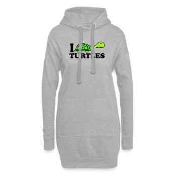 J’aime les tortues J’aime Logo mignon - Sweat-shirt à capuche long Femme - gris chiné - Devant