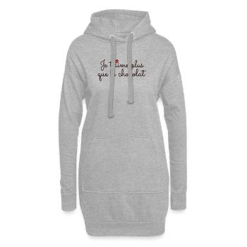 Ich liebe dich mehr als Schokolade: Valentinstag - Hoodie-Kleid - Grau meliert - Vorne