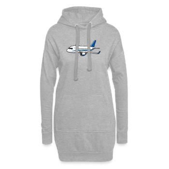Flugzeug Cartoon Blau Weiß - Hoodie-Kleid - Grau meliert - Vorne