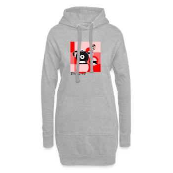 Tea & LP - Optical Art - Hoodie-Kleid - Grau meliert - Vorne