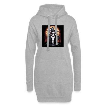 Vampire Couple Halloween Citrouille Chauve-souris Costume - Sweat-shirt à capuche long Femme - gris chiné - Devant