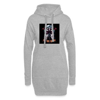 Vampire Couple Halloween Citrouille Chauve-souris Costume - Sweat-shirt à capuche long Femme - gris chiné - Devant