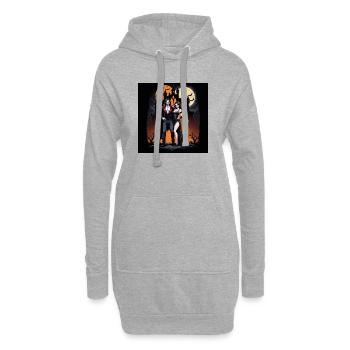 Vampire Couple Halloween Citrouille Chauve-souris Costume - Sweat-shirt à capuche long Femme - gris chiné - Devant