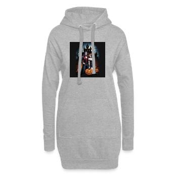 Vampire Couple Halloween Citrouille Chauve-souris Costume - Sweat-shirt à capuche long Femme - gris chiné - Devant